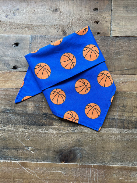 Basket Ball Pattern Dog Bandana Blue Background