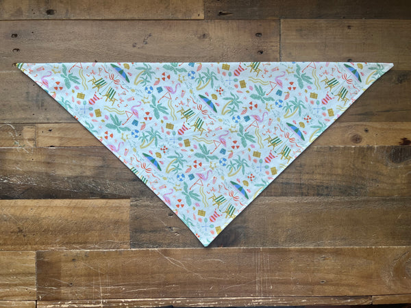 Beach Babe Dog Bandana Flamingos Beach Chars Umbrellas Drinks Palm Trees Sea Shells