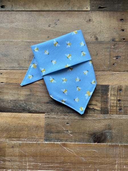 Bees Pattern on a Light Blue Background Dog Bandana