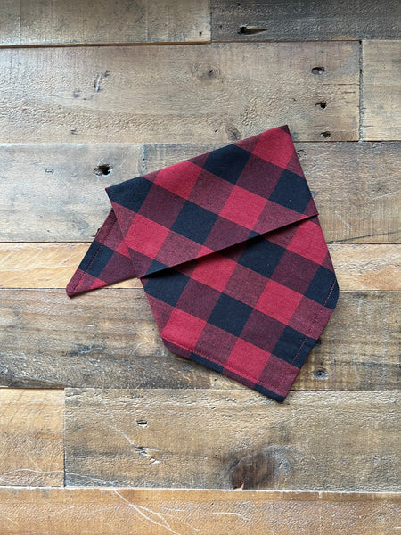 Black and Red Buffalo Plaid Dog Bandana