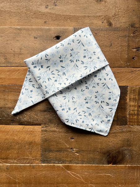 Blue Spring Flowers Dog Bandana White Background