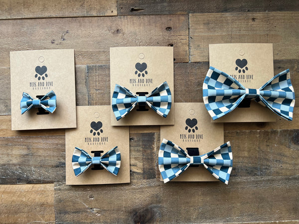 Blue Checkerboard Pet Bow Ties