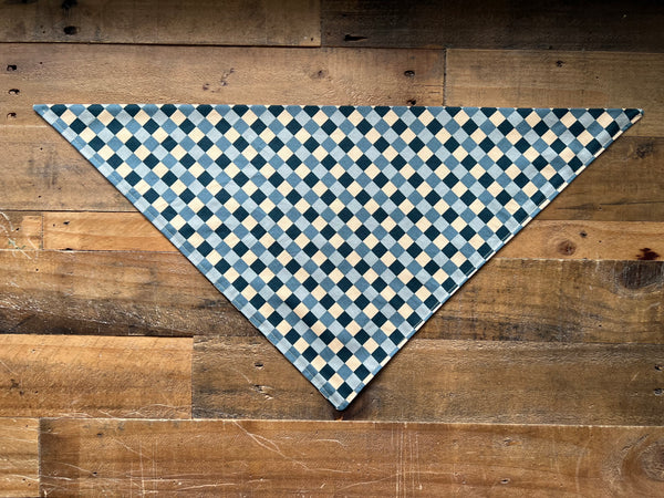 Checkerboard Dog Bandana - Blue