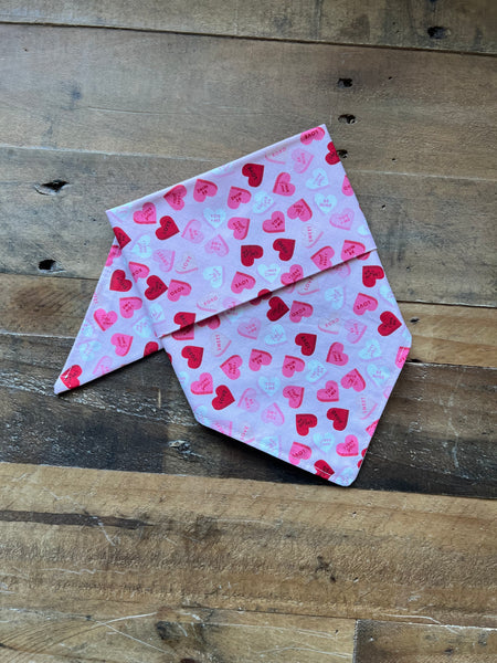 Valentines Candy Hearts Dog Bandana