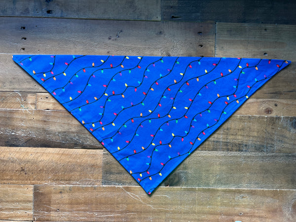 Christmas Lights Dog Bandana - Blue
