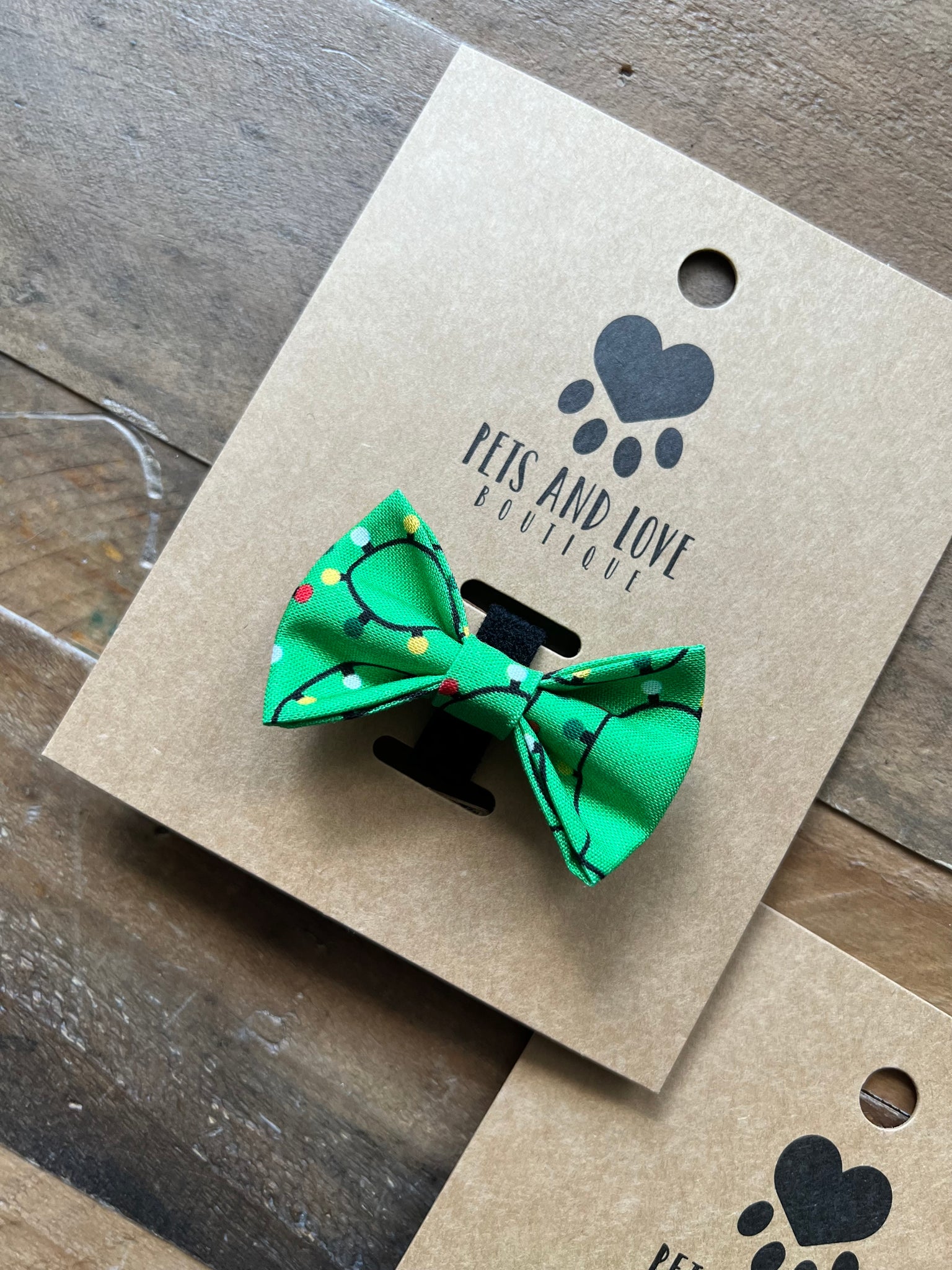 Christmas Lights Pet Bow Tie - Green