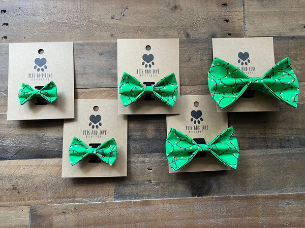 Christmas Lights Pet Bow Tie - Green