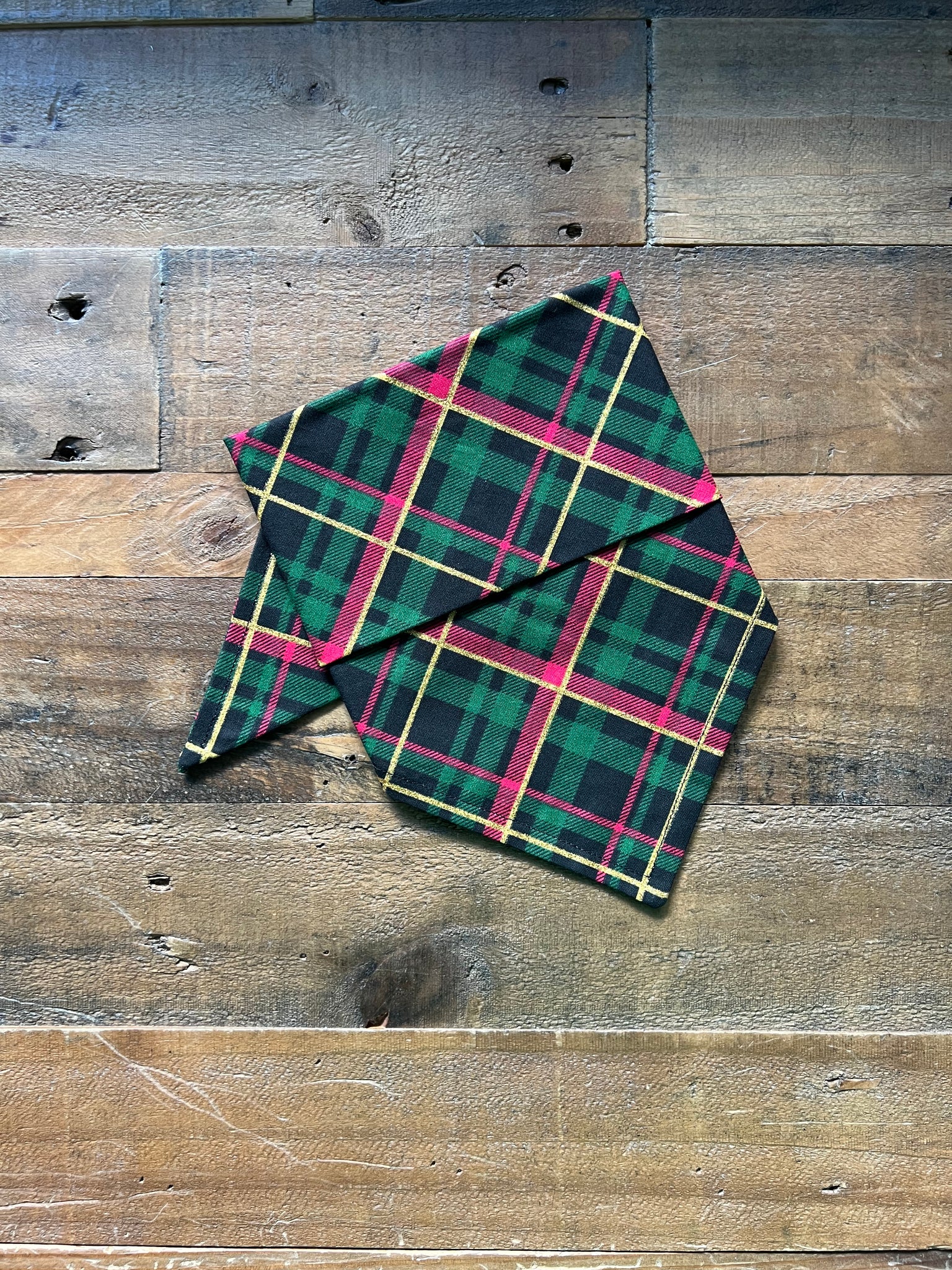 Christmas Plaid Dog Bandana - Black