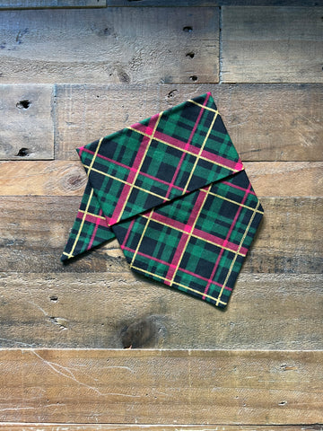 Christmas Plaid Dog Bandana - Black