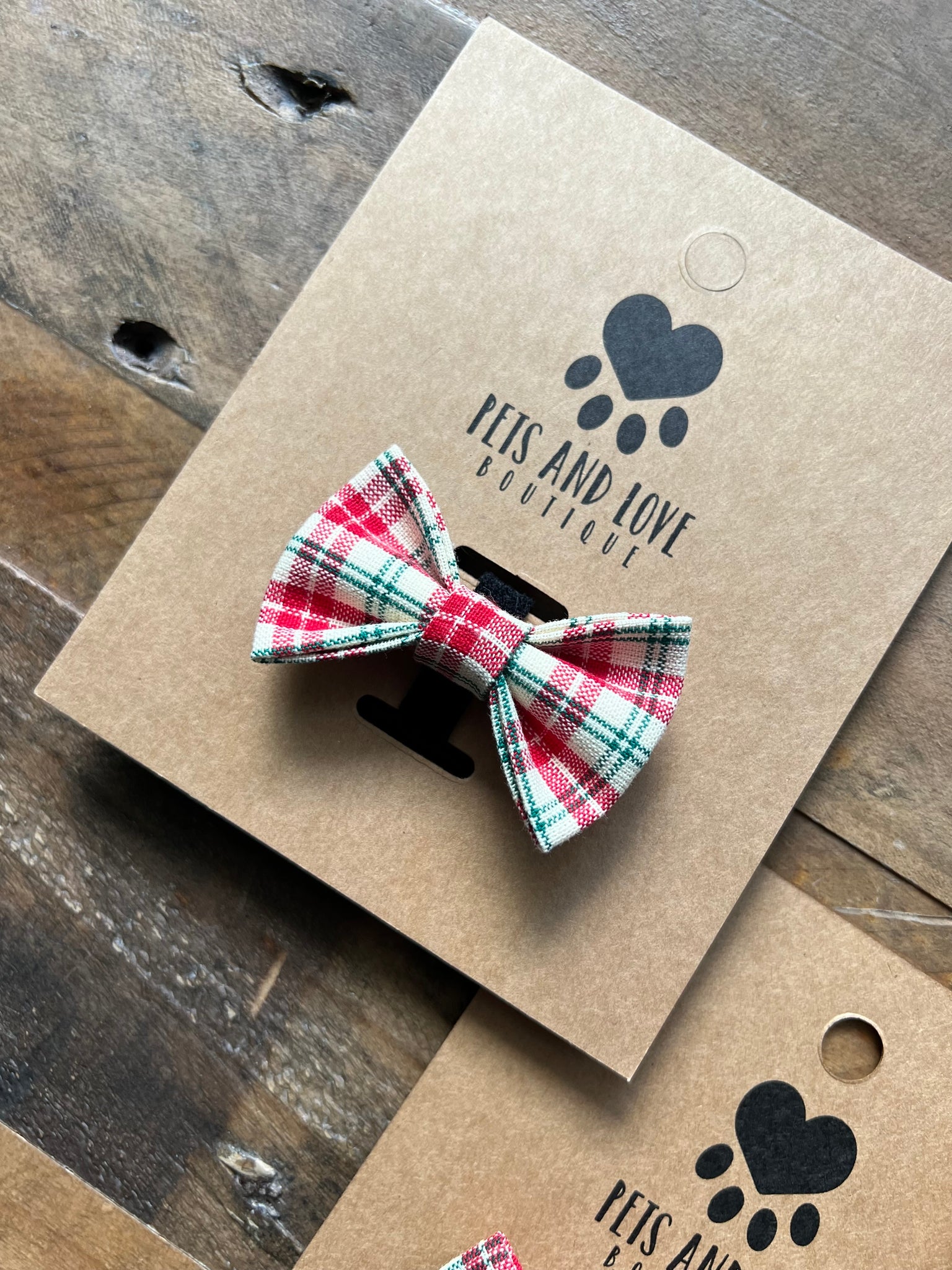 Christmas Red and Cream Dog Bow Tie