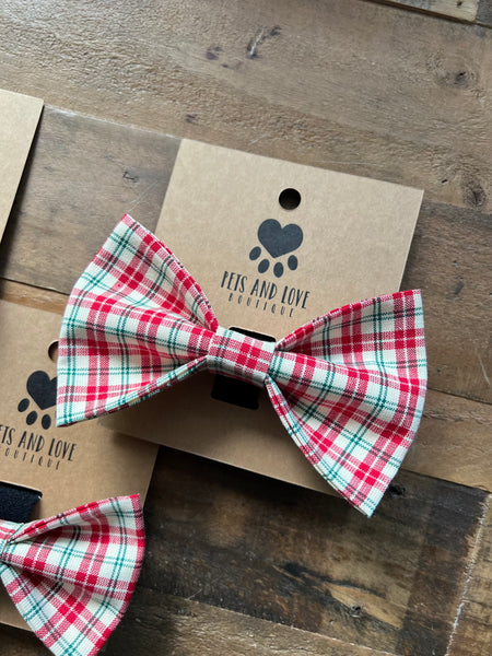 Christmas Red and Cream Dog Bow Tie