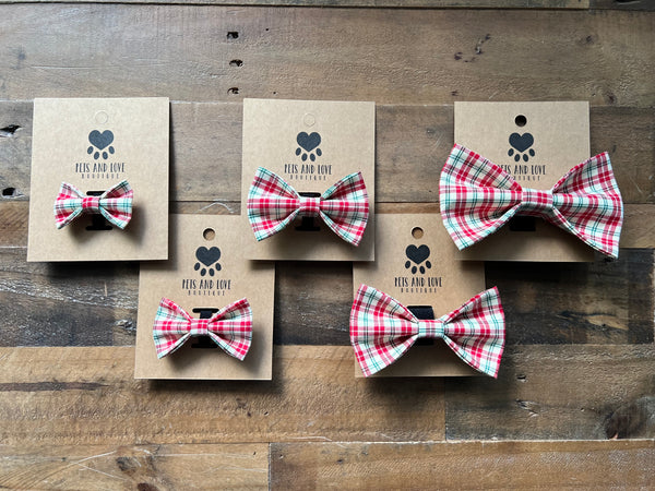 Christmas Red and Cream Dog Bow Tie