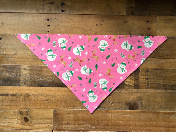 Christmas Snowman Dog Bandana - Pink