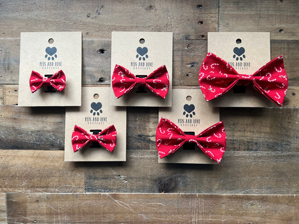 Christmas Candy Canes Pet Bow Tie - Red