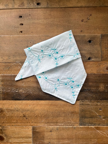 Embroidered Blue Flowers Dog Bandana