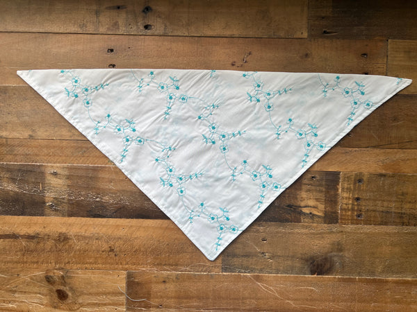 Embroidered Blue Flowers Dog Bandana