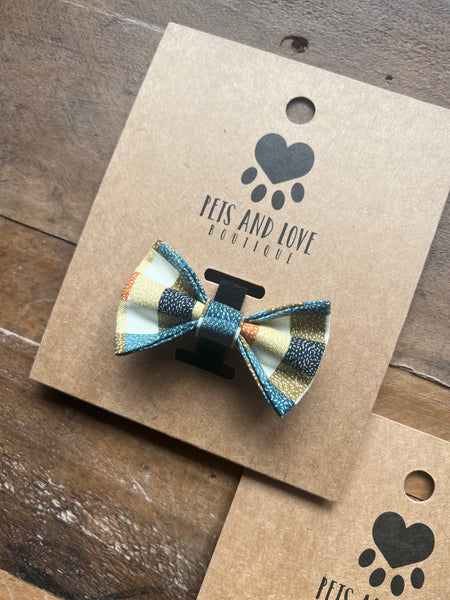 Fall Blue Plaid Dog Bow Tie / Cat Bow Tie