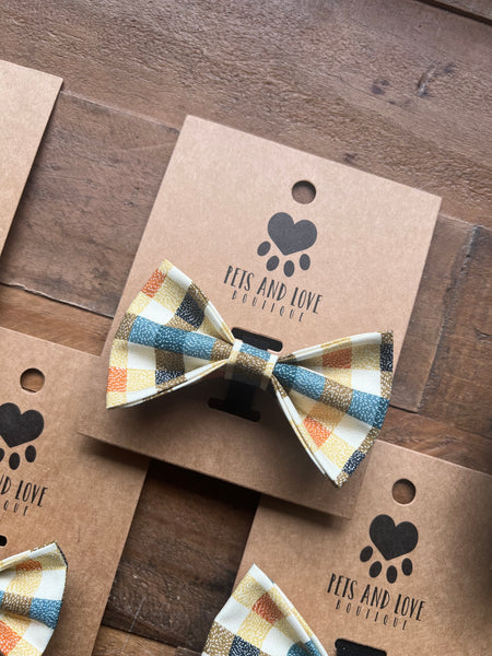 Fall Blue Plaid Dog Bow Tie / Cat Bow Tie