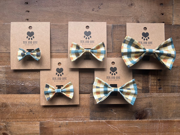 Fall Blue Plaid Dog Bow Tie / Cat Bow Tie