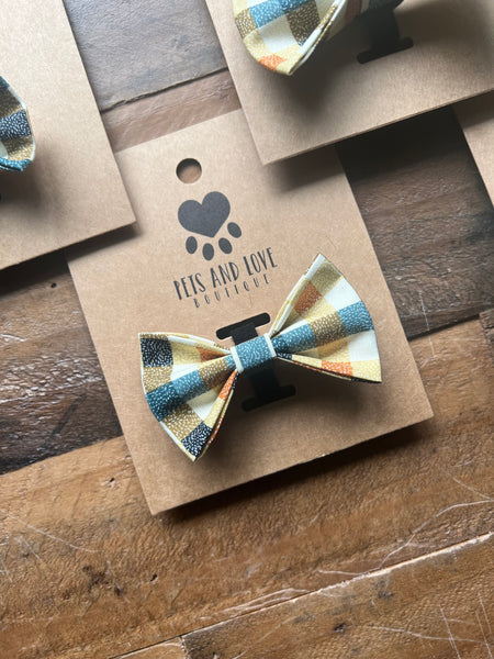 Fall Blue Plaid Dog Bow Tie / Cat Bow Tie