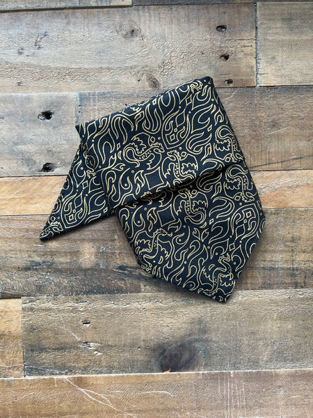 Gold Metallic Dragons black background Dog Bandana