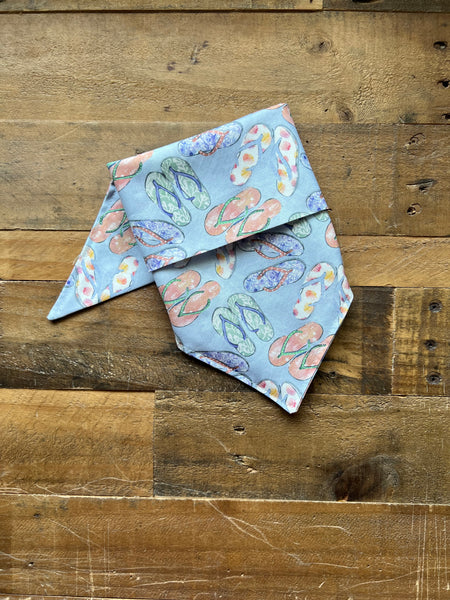 Multi Color Flip Flops Pattern on a light blue background Dog Bandana