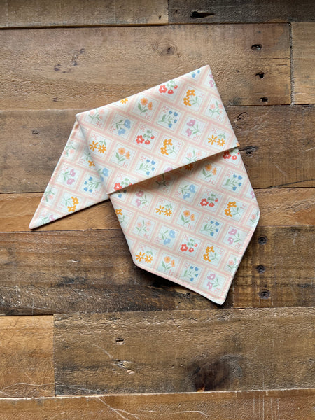 Flower Stamps Dog Bandana Pink