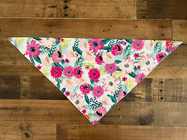 Spring Pink Flowers Dog Bandana