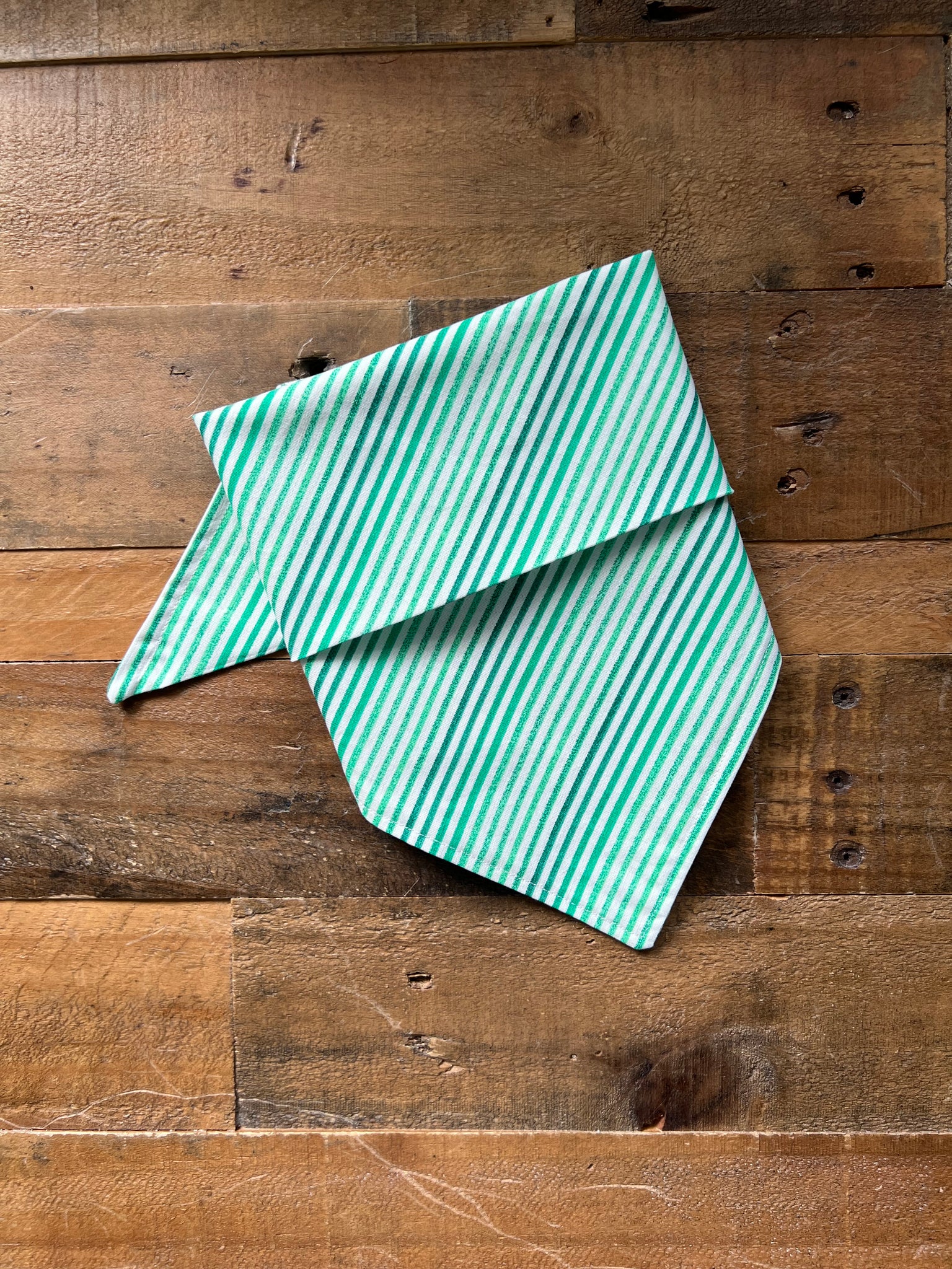 Green and White Stripes Dog Bandana
