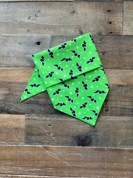 Halloween Bats Dog Bandana - Green