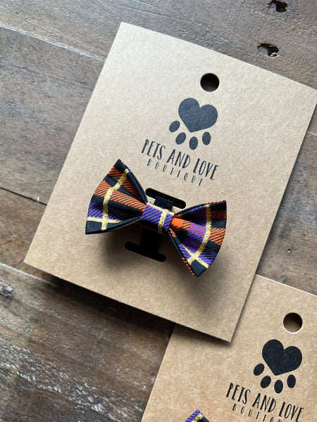 Halloween Dark Plaid Bow Tie