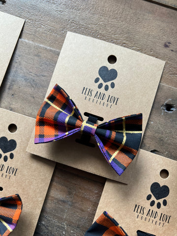 Halloween Dark Plaid Bow Tie