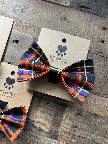 Halloween Dark Plaid Bow Tie