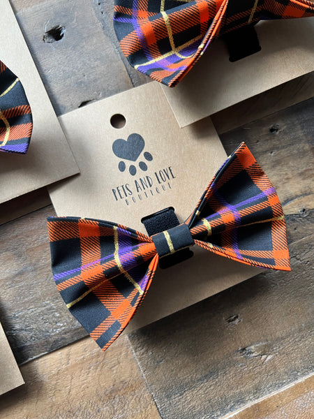 Halloween Dark Plaid Bow Tie