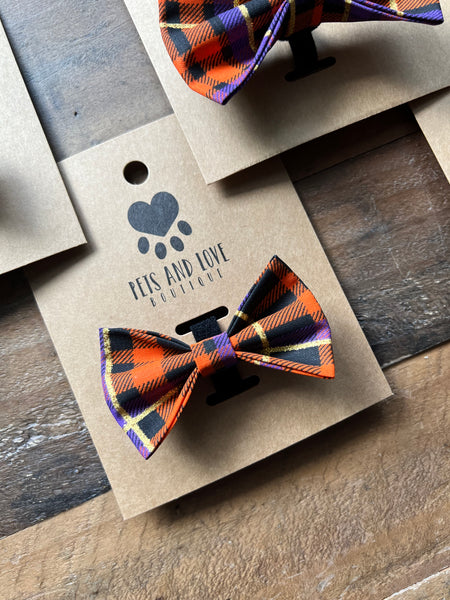 Halloween Dark Plaid Bow Tie