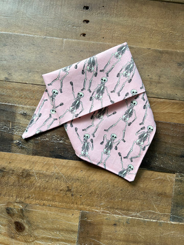 Halloween Skeletons Dog Bandana - Pink