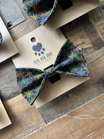Halloween Spider Webs Dog Bow Tie
