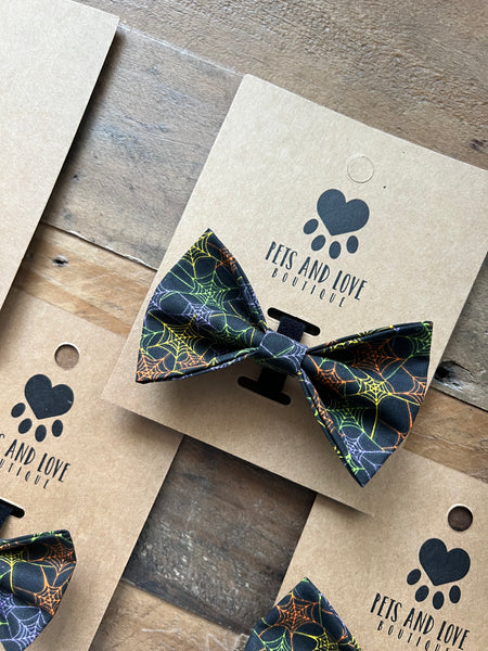 Halloween Spider Webs Dog Bow Tie