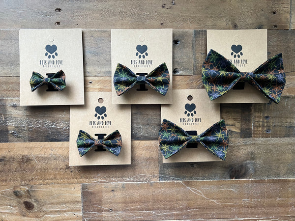 Halloween Spider Webs Dog Bow Tie