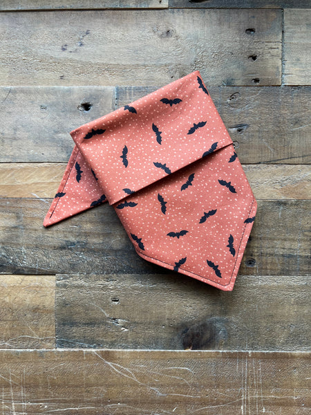 Black Bats Pattern on  burnt orange background dog Bandana