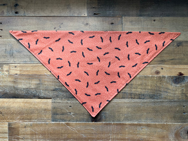 Black Bats Pattern on  burnt orange background dog Bandana