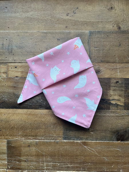 Ghosts and Stars Pattern on a Pink Background Dog Bandana