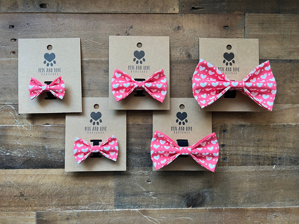 Valentines Hearts and Polka Dots Dog Bow Tie