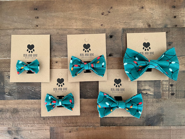 Christmas Lights Dog Bow Tie