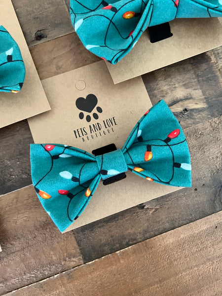 Christmas Lights Dog Bow Tie