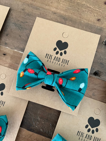 Christmas Lights Dog Bow Tie