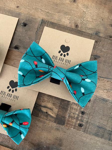 Christmas Lights Dog Bow Tie