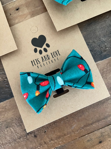 Christmas Lights Dog Bow Tie
