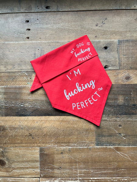 I'm Fucking Perfect Dog Bandana - Red