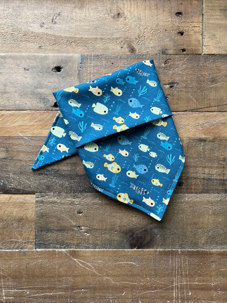 Little Fish on a dark blue background dog bandana